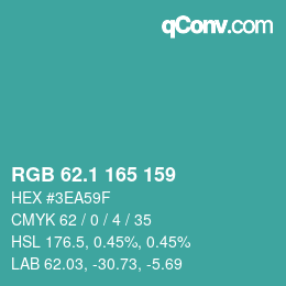 カラーコード: RGB 62.1 165 159 | qconv.com