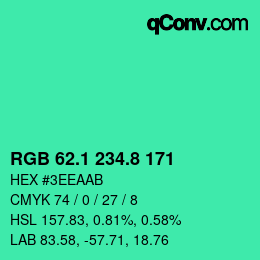 カラーコード: RGB 62.1 234.8 171 | qconv.com