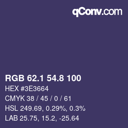 カラーコード: RGB 62.1 54.8 100 | qconv.com