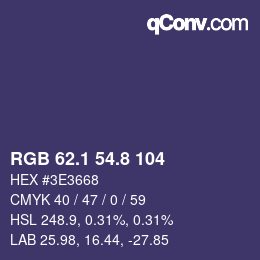 カラーコード: RGB 62.1 54.8 104 | qconv.com