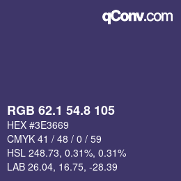 カラーコード: RGB 62.1 54.8 105 | qconv.com
