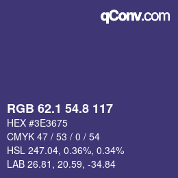 カラーコード: RGB 62.1 54.8 117 | qconv.com