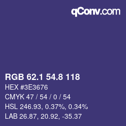 カラーコード: RGB 62.1 54.8 118 | qconv.com