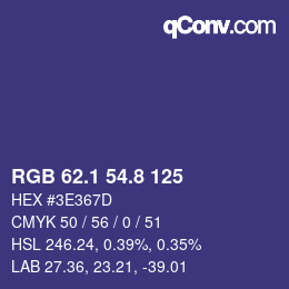カラーコード: RGB 62.1 54.8 125 | qconv.com