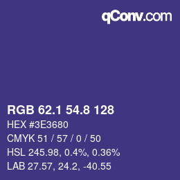 カラーコード: RGB 62.1 54.8 128 | qconv.com