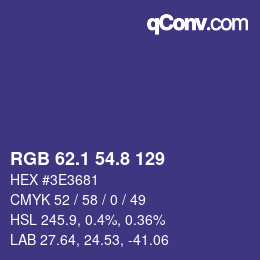 カラーコード: RGB 62.1 54.8 129 | qconv.com