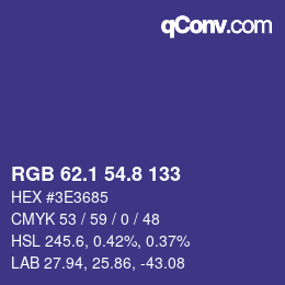 カラーコード: RGB 62.1 54.8 133 | qconv.com