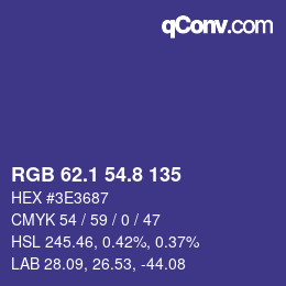 カラーコード: RGB 62.1 54.8 135 | qconv.com