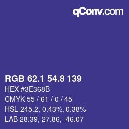 カラーコード: RGB 62.1 54.8 139 | qconv.com