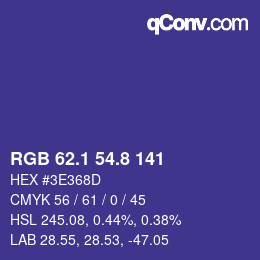 カラーコード: RGB 62.1 54.8 141 | qconv.com