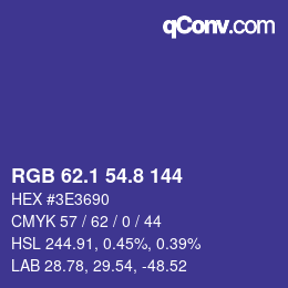 カラーコード: RGB 62.1 54.8 144 | qconv.com