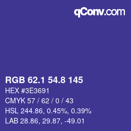 カラーコード: RGB 62.1 54.8 145 | qconv.com