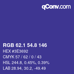 カラーコード: RGB 62.1 54.8 146 | qconv.com