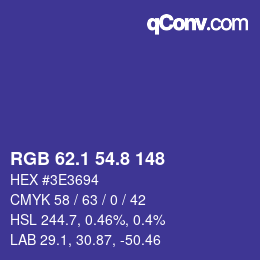 カラーコード: RGB 62.1 54.8 148 | qconv.com