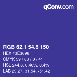 カラーコード: RGB 62.1 54.8 150 | qconv.com