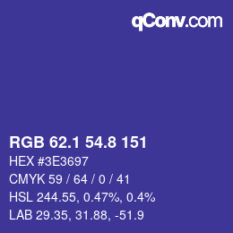カラーコード: RGB 62.1 54.8 151 | qconv.com