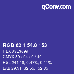 カラーコード: RGB 62.1 54.8 153 | qconv.com