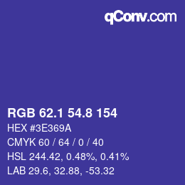 カラーコード: RGB 62.1 54.8 154 | qconv.com