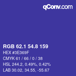 カラーコード: RGB 62.1 54.8 159 | qconv.com