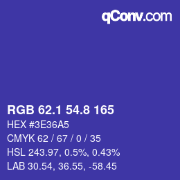 カラーコード: RGB 62.1 54.8 165 | qconv.com