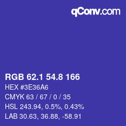 カラーコード: RGB 62.1 54.8 166 | qconv.com