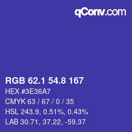 カラーコード: RGB 62.1 54.8 167 | qconv.com