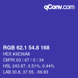 カラーコード: RGB 62.1 54.8 168 | qconv.com