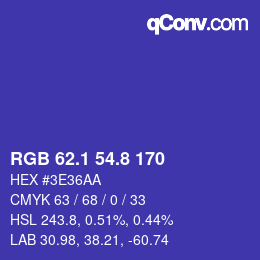 カラーコード: RGB 62.1 54.8 170 | qconv.com