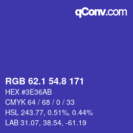 カラーコード: RGB 62.1 54.8 171 | qconv.com