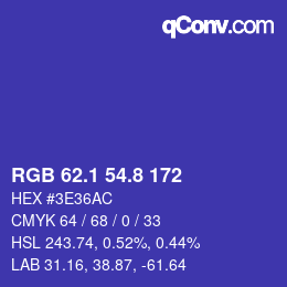 カラーコード: RGB 62.1 54.8 172 | qconv.com