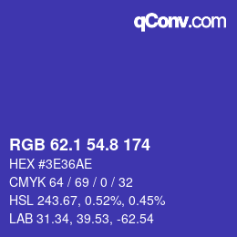 カラーコード: RGB 62.1 54.8 174 | qconv.com