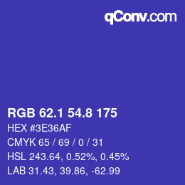カラーコード: RGB 62.1 54.8 175 | qconv.com