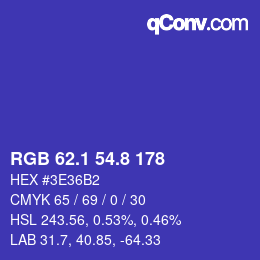 カラーコード: RGB 62.1 54.8 178 | qconv.com