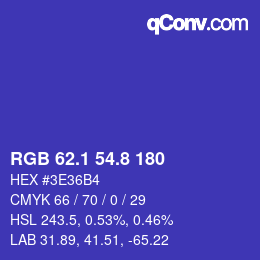カラーコード: RGB 62.1 54.8 180 | qconv.com