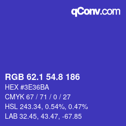カラーコード: RGB 62.1 54.8 186 | qconv.com