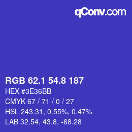 カラーコード: RGB 62.1 54.8 187 | qconv.com
