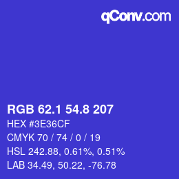 カラーコード: RGB 62.1 54.8 207 | qconv.com