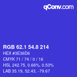 カラーコード: RGB 62.1 54.8 214 | qconv.com