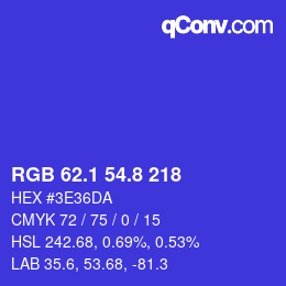 カラーコード: RGB 62.1 54.8 218 | qconv.com