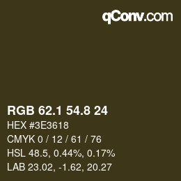 Color code: RGB 62.1 54.8 24 | qconv.com