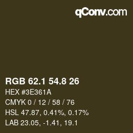 Color code: RGB 62.1 54.8 26 | qconv.com
