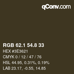 Color code: RGB 62.1 54.8 33 | qconv.com