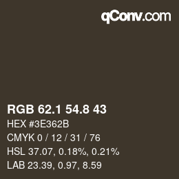 Color code: RGB 62.1 54.8 43 | qconv.com