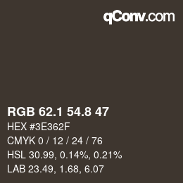 Color code: RGB 62.1 54.8 47 | qconv.com