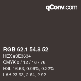 Color code: RGB 62.1 54.8 52 | qconv.com