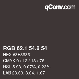 Color code: RGB 62.1 54.8 54 | qconv.com