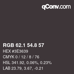 Color code: RGB 62.1 54.8 57 | qconv.com