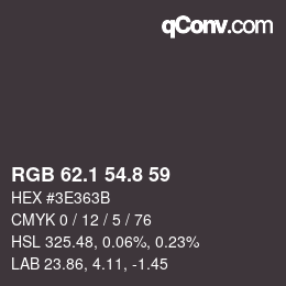 Color code: RGB 62.1 54.8 59 | qconv.com