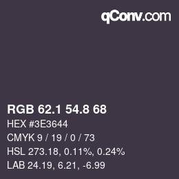 Color code: RGB 62.1 54.8 68 | qconv.com