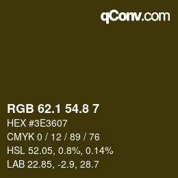 Color code: RGB 62.1 54.8 7 | qconv.com